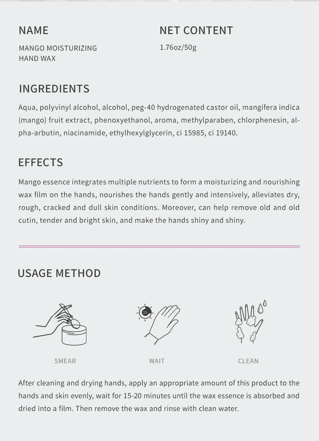 RtopR Mango For Hands Mask Hand Wax Whitening Moisturizing Repair Exfoliating Calluses Filming Anti-Aging Hand Skin Cream 50g