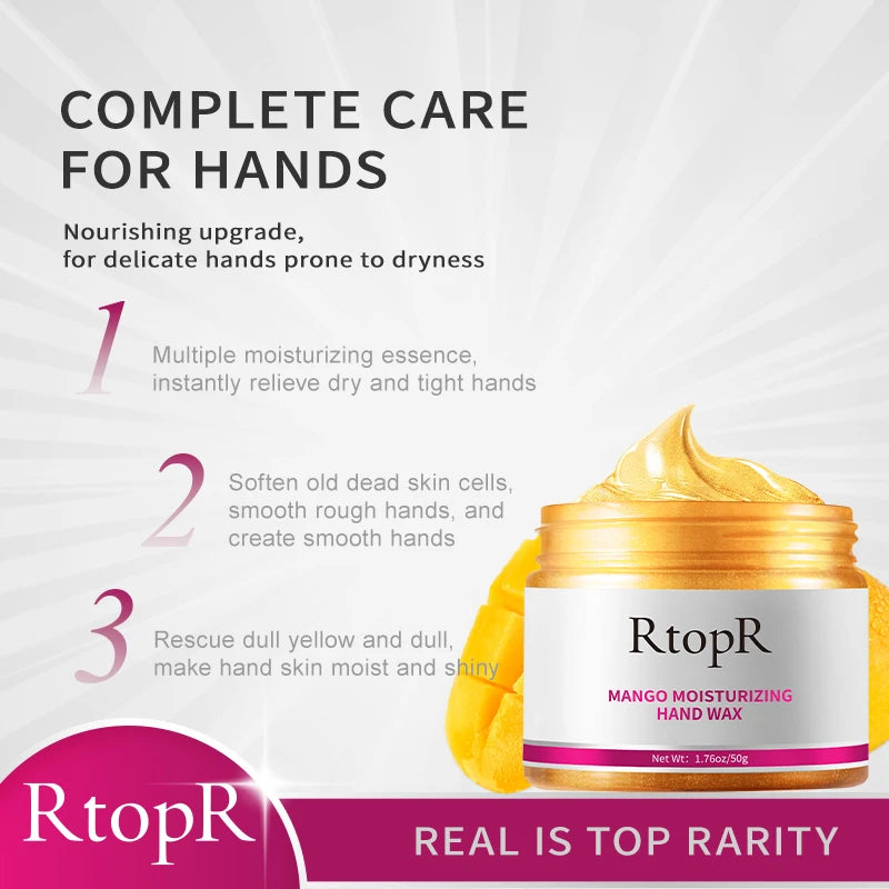 RtopR Mango For Hands Mask Hand Wax Whitening Moisturizing Repair Exfoliating Calluses Filming Anti-Aging Hand Skin Cream 50g