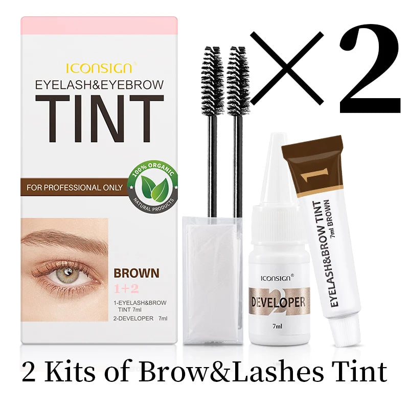 ICONSIGN Eyelash Tint Eyebrow Tint Kit Waterproof 15 Mins Fast Dye Brow Enhance Brow Dye Lash Can Keep Long Lasting Makeup Tools